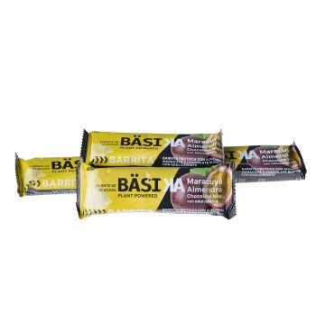 Estuche de Barritas Energéticas de Maracuyá, Almendra y Chocolate Blanco – 500g: tres barritas envueltas